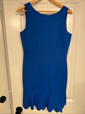 J. Crew Sleeveless Royal Blue Mini Dress with Scalloped Hem